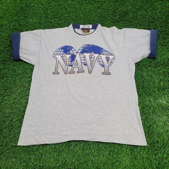 Vintage 90s USN Navy Shirt XL 23x27 Gray Boxy - Picture 1 of 12